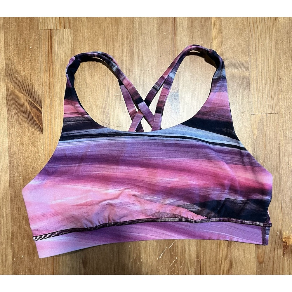 Lululemon Energy Bra Womens Size 8 Pink Crossback Sports Top Gym Yoga Training